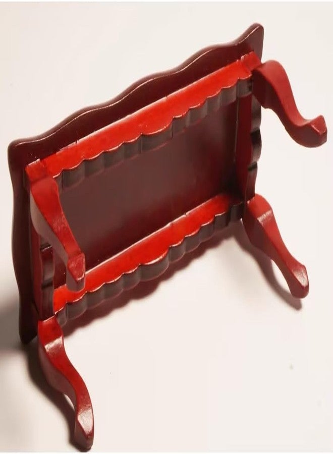 Tiosen Miniature Red Wooden Coffee Table, 1:12 Scale, 9.1 x 4.4 x 14.2 cm, Suitable for Room and Queue Decoration Furniture Model - Image 2